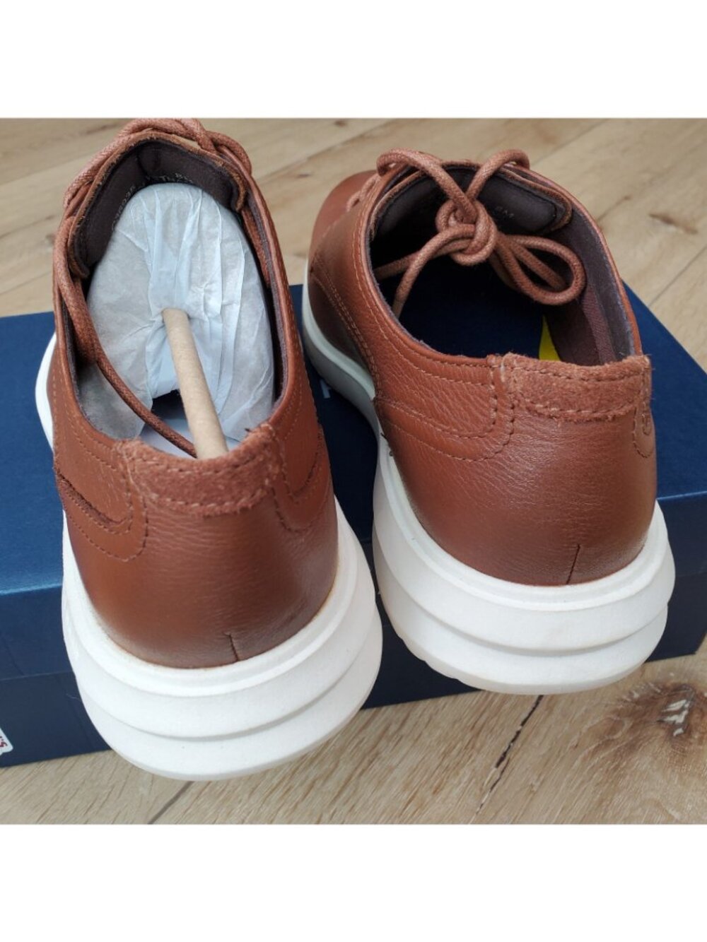 Cole Haan Grand+ Plain Toe Oxford Mens 8 M British Tan Leather Shoes C36935 NEW - Picture 4 of 9